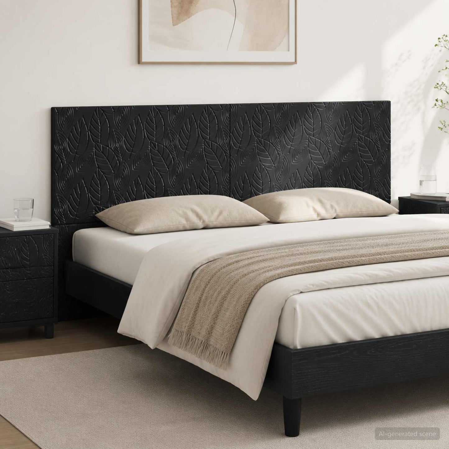 Wall-Mounted Headboard DELFT Black Engineered Wood