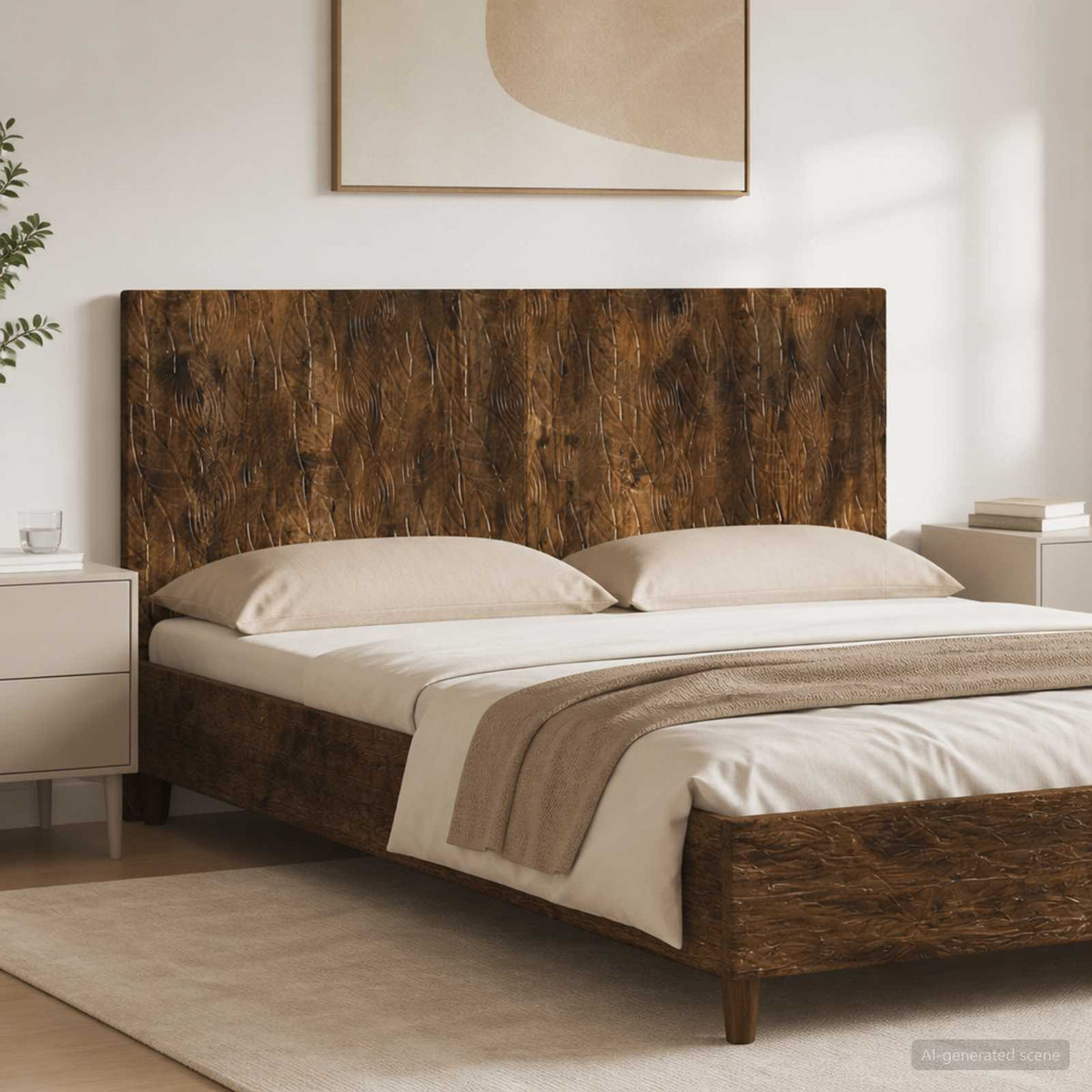 Wall-Mounted Headboard DELFT Smoked Oak Engineered Wood