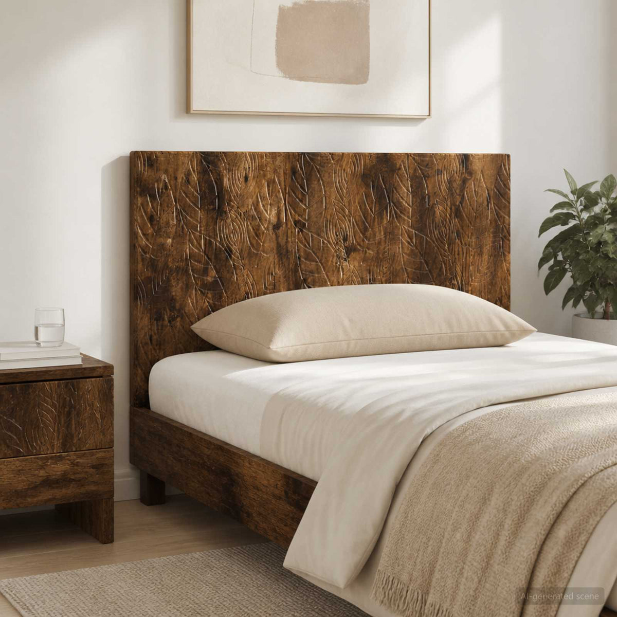 Wall-Mounted Headboard DELFT Smoked Oak Engineered Wood
