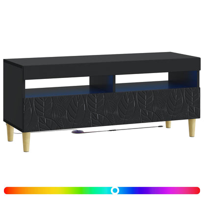 LED TV Cabinet Black Engineered Wood
