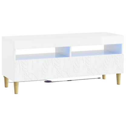 LED TV Cabinet High Gloss White Engineered Wood