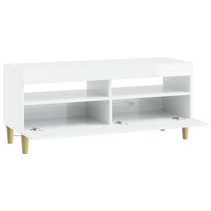 LED TV Cabinet High Gloss White Engineered Wood