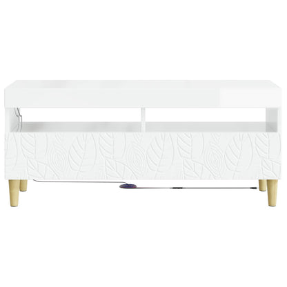 LED TV Cabinet High Gloss White Engineered Wood