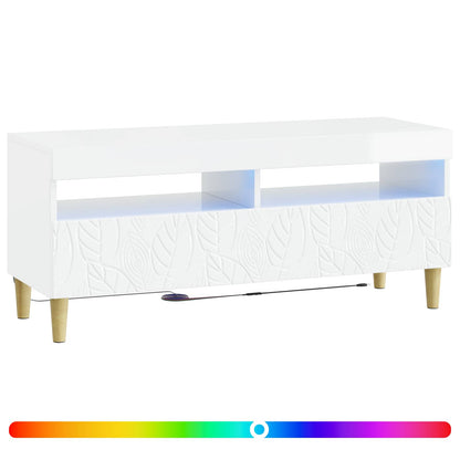 LED TV Cabinet High Gloss White Engineered Wood