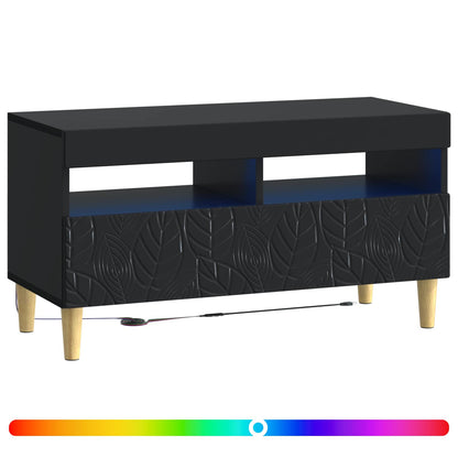 LED TV Cabinet Black Engineered Wood