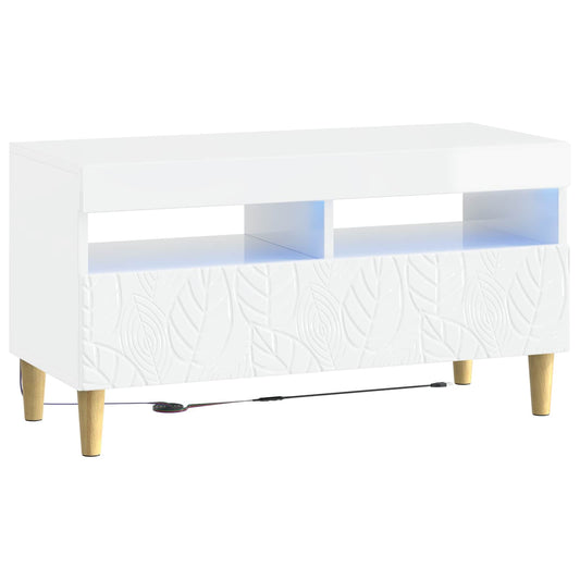 LED TV Cabinet High Gloss White Engineered Wood