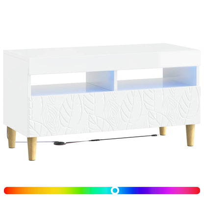 LED TV Cabinet High Gloss White Engineered Wood