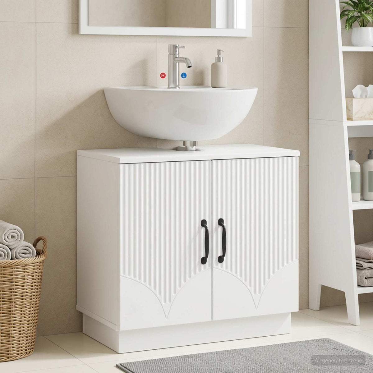 Bathroom Sink Cabinet HOORN White 59.5 x 31.5x 56 cm