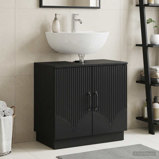 Bathroom Sink Cabinet HOORN Black 59.5 x 31.5x 56 cm
