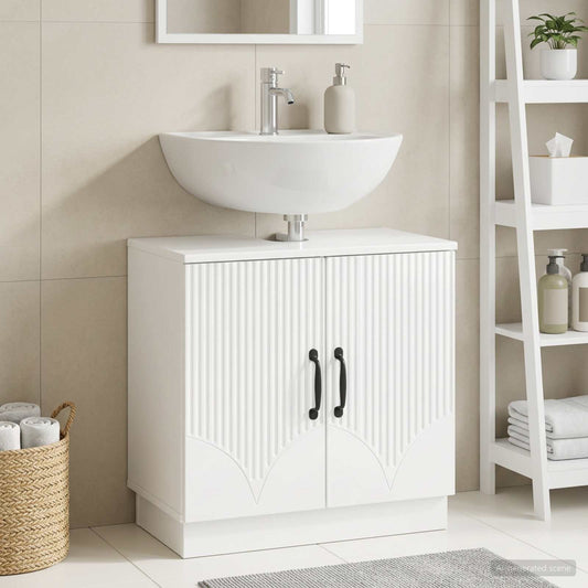 Bathroom Sink Cabinet HOORN High Gloss White 59.5 x 31.5x 56 cm