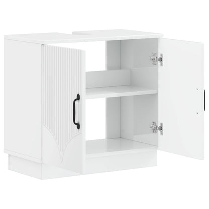 Bathroom Sink Cabinet HOORN High Gloss White 59.5 x 31.5x 56 cm