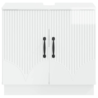Bathroom Sink Cabinet HOORN High Gloss White 59.5 x 31.5x 56 cm