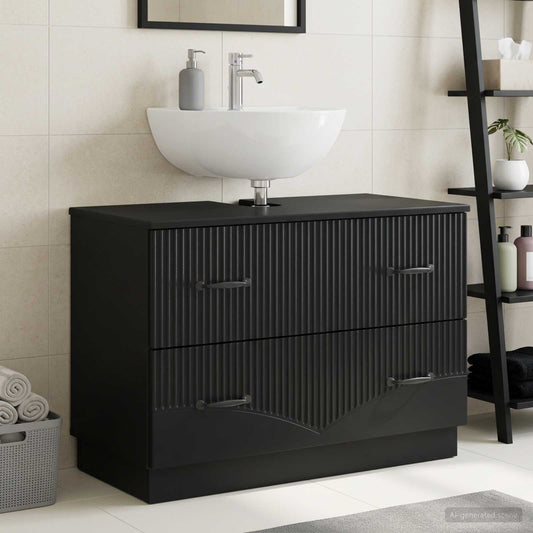 Bathroom Sink Cabinet HOORN Black 82 x 41x 56 cm
