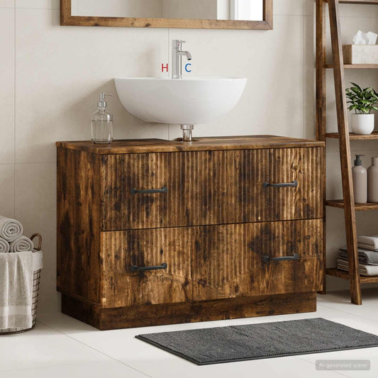 Bathroom Sink Cabinet HOORN Smoked Oak 82 x 41x 56 cm