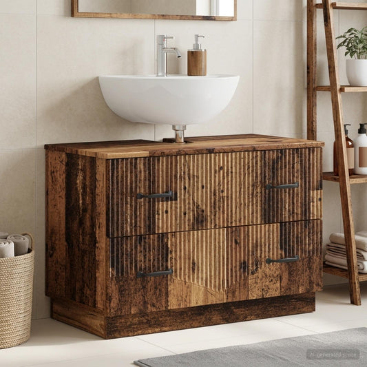 Bathroom Sink Cabinet HOORN Old Wood 82 x 41x 56 cm