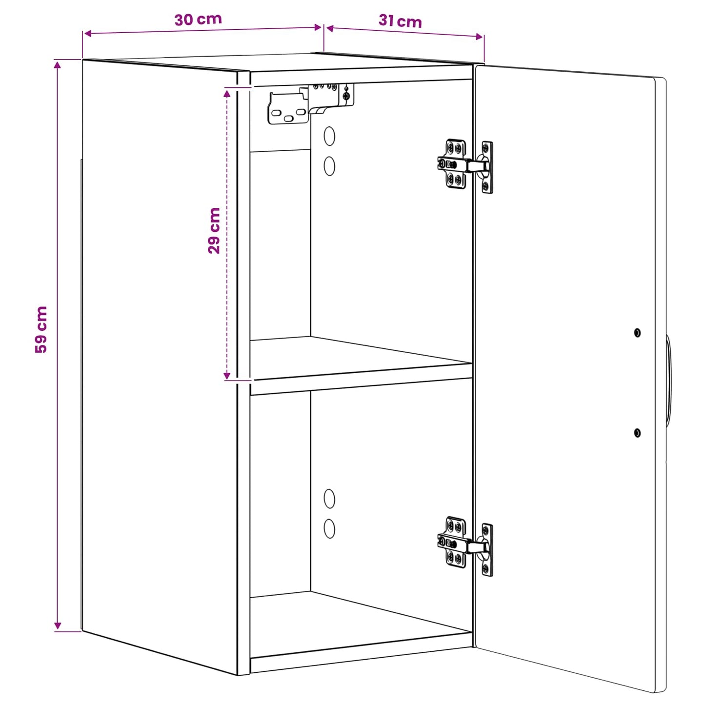 Bathroom Wall Cabinet HOORN Grey Sonoma 30 x 31 x 59 cm