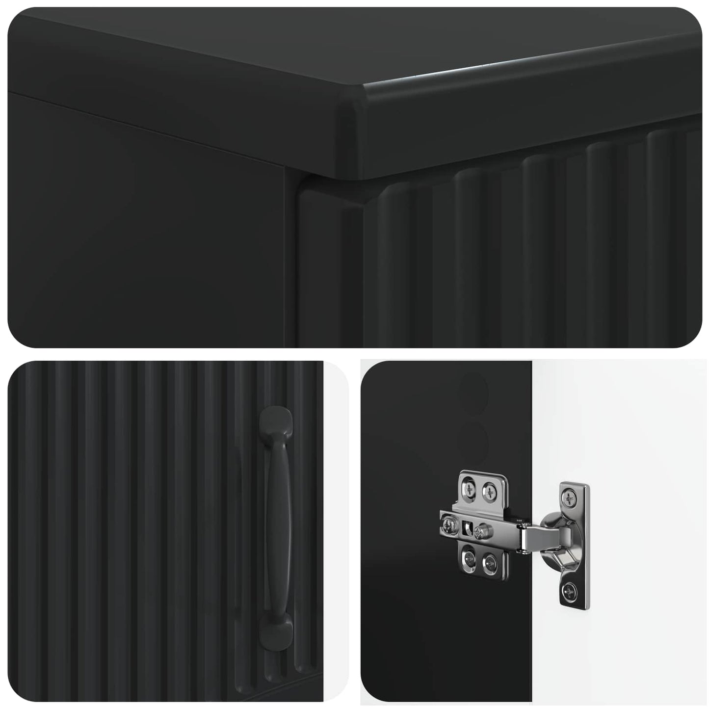 Bathroom Cabinet with Open Shelf HOORN Black 30 x 31 x 187 cm