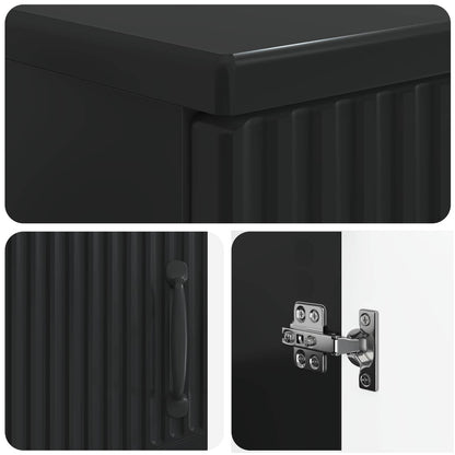 Bathroom Cabinet with Open Shelf HOORN Black 30 x 31 x 187 cm