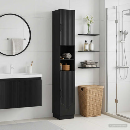 Bathroom Cabinet with Open Shelf HOORN Black 30 x 31 x 187 cm