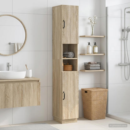 Bathroom Cabinet with Open Shelf HOORN Sonoma Oak