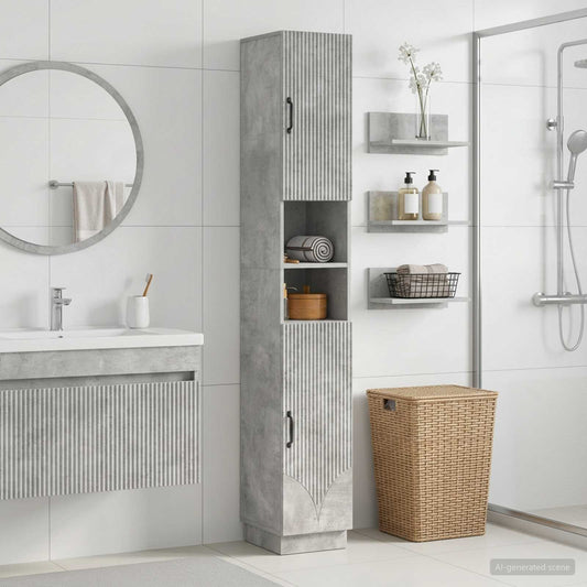 Bathroom Cabinet with Open Shelf HOORN Concrete Grey