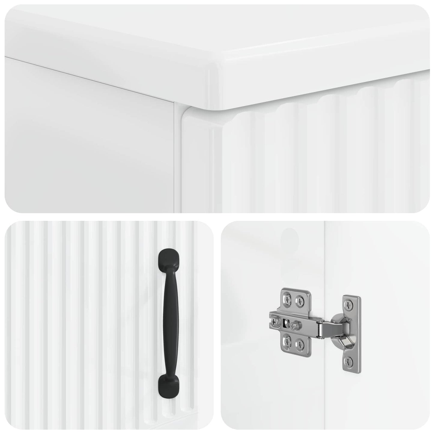 Bathroom Cabinet with Open Shelf HOORN High Gloss White