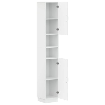 Bathroom Cabinet with Open Shelf HOORN High Gloss White