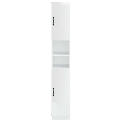 Bathroom Cabinet with Open Shelf HOORN High Gloss White