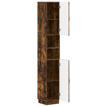 Bathroom Cabinet with Open Shelf HOORN Smoked Oak