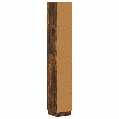 Bathroom Cabinet with Open Shelf HOORN Smoked Oak