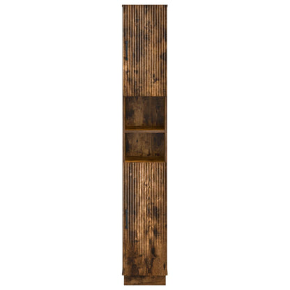 Bathroom Cabinet with Open Shelf HOORN Smoked Oak