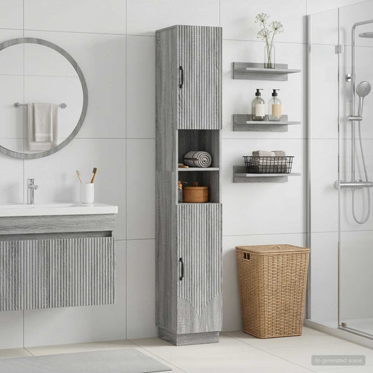 Bathroom Cabinet with Open Shelf HOORN Grey Sonoma