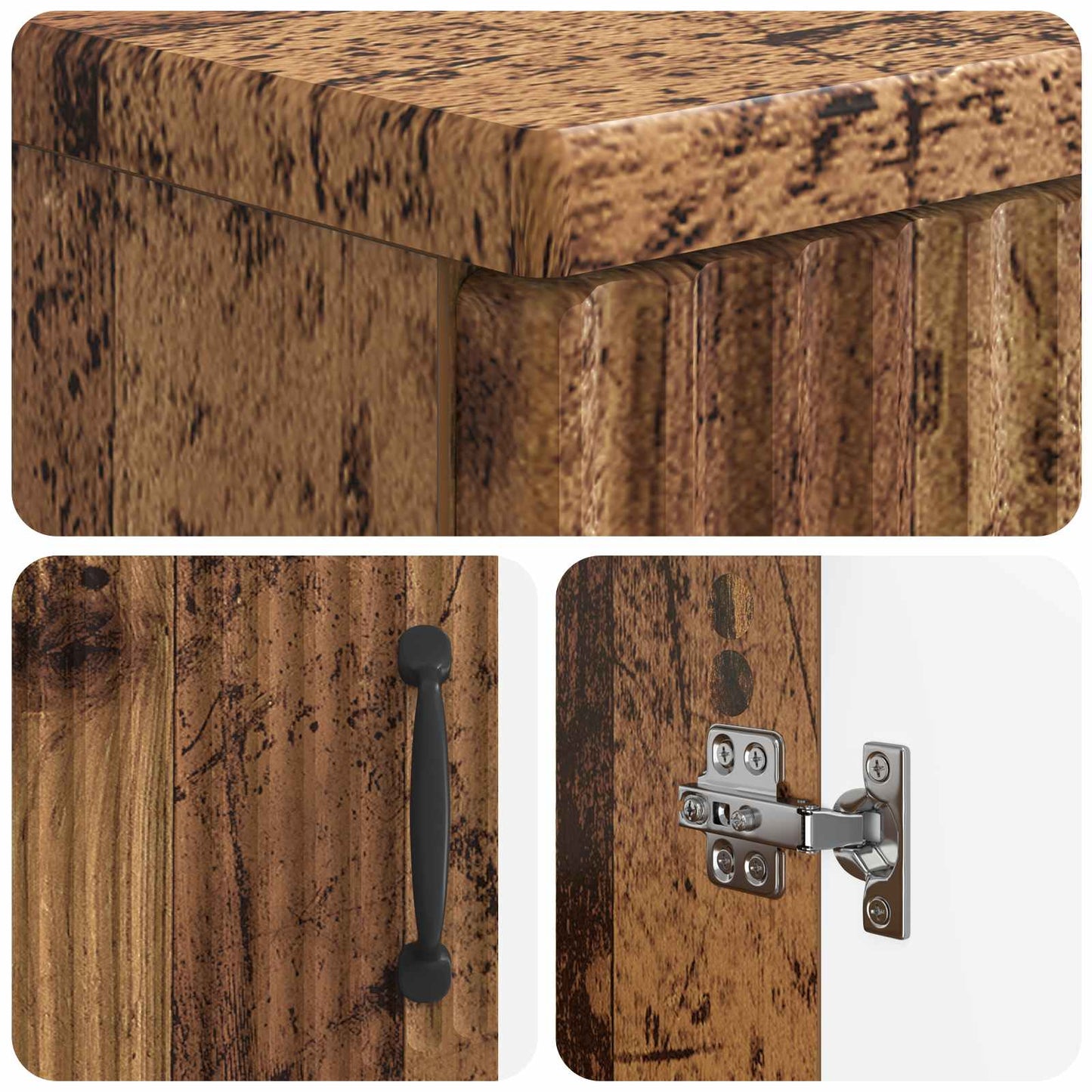 Bathroom Cabinet with Open Shelf HOORN Old Wood