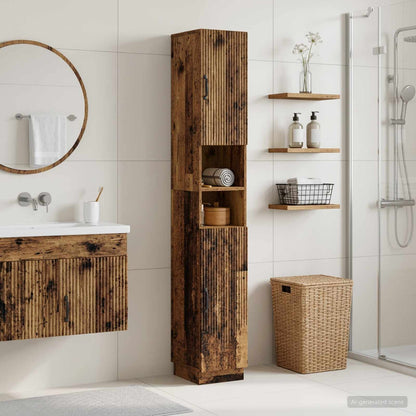 Bathroom Cabinet with Open Shelf HOORN Old Wood