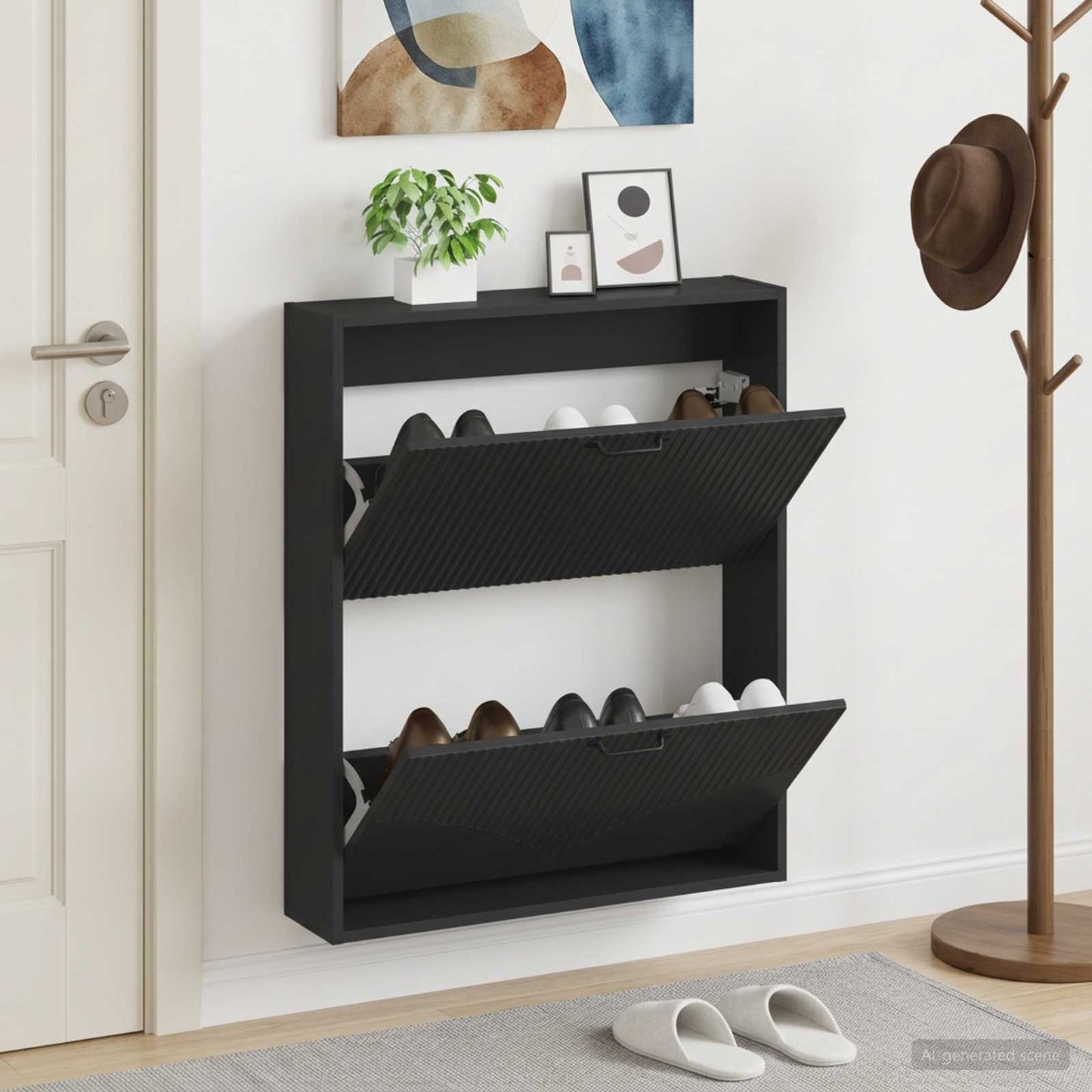 Wall-Mounted Shoe Cabinet HOORN 71 x 17 x 86 cm Engineered Wood