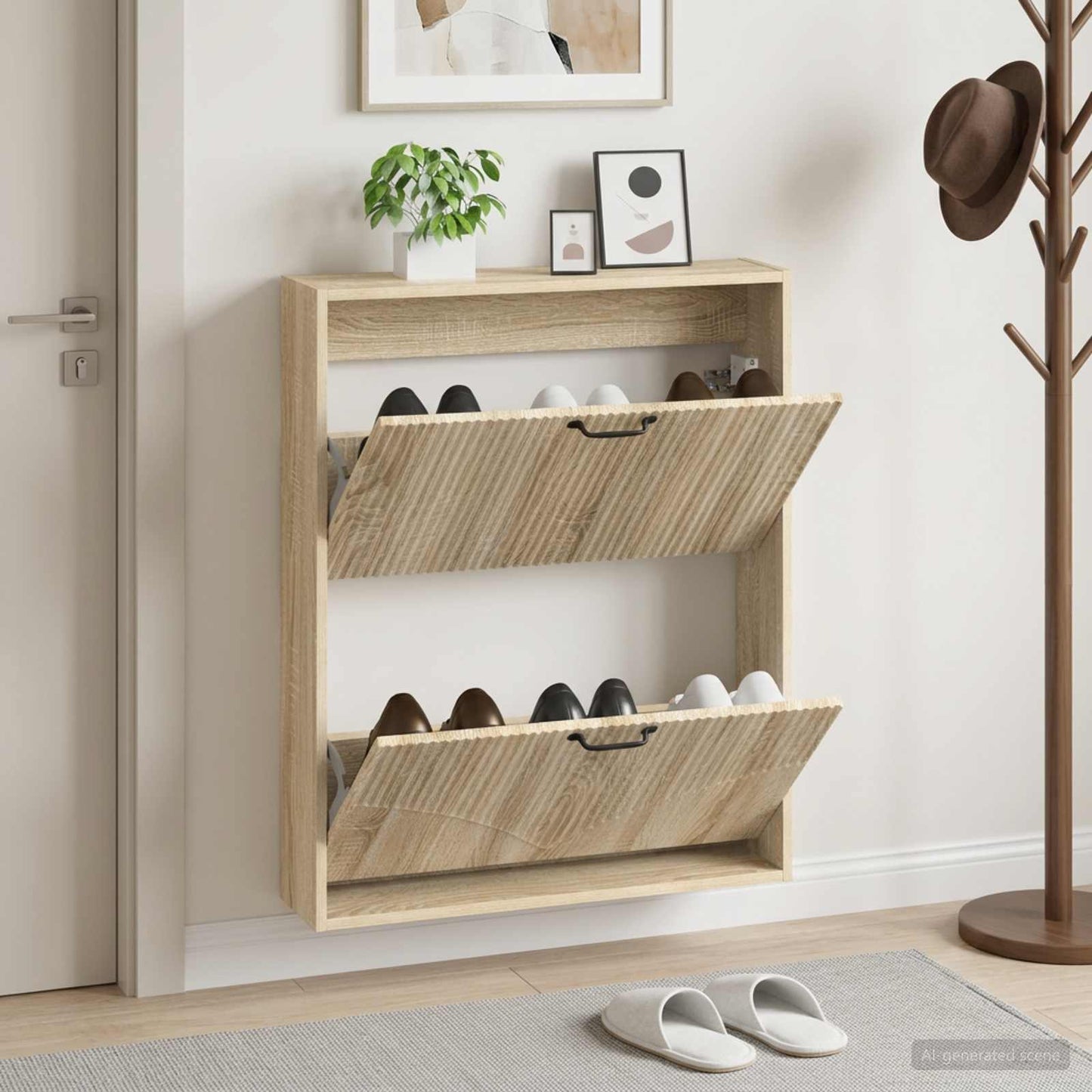 Wall-Mounted Shoe Cabinet HOORN 71 x 17 x 86 cm Engineered Wood