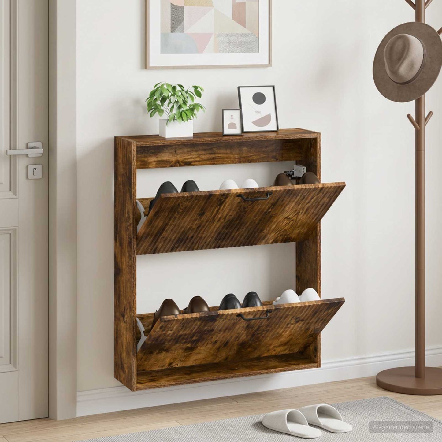 Wall-Mounted Shoe Cabinet HOORN 71 x 17 x 86 cm Engineered Wood