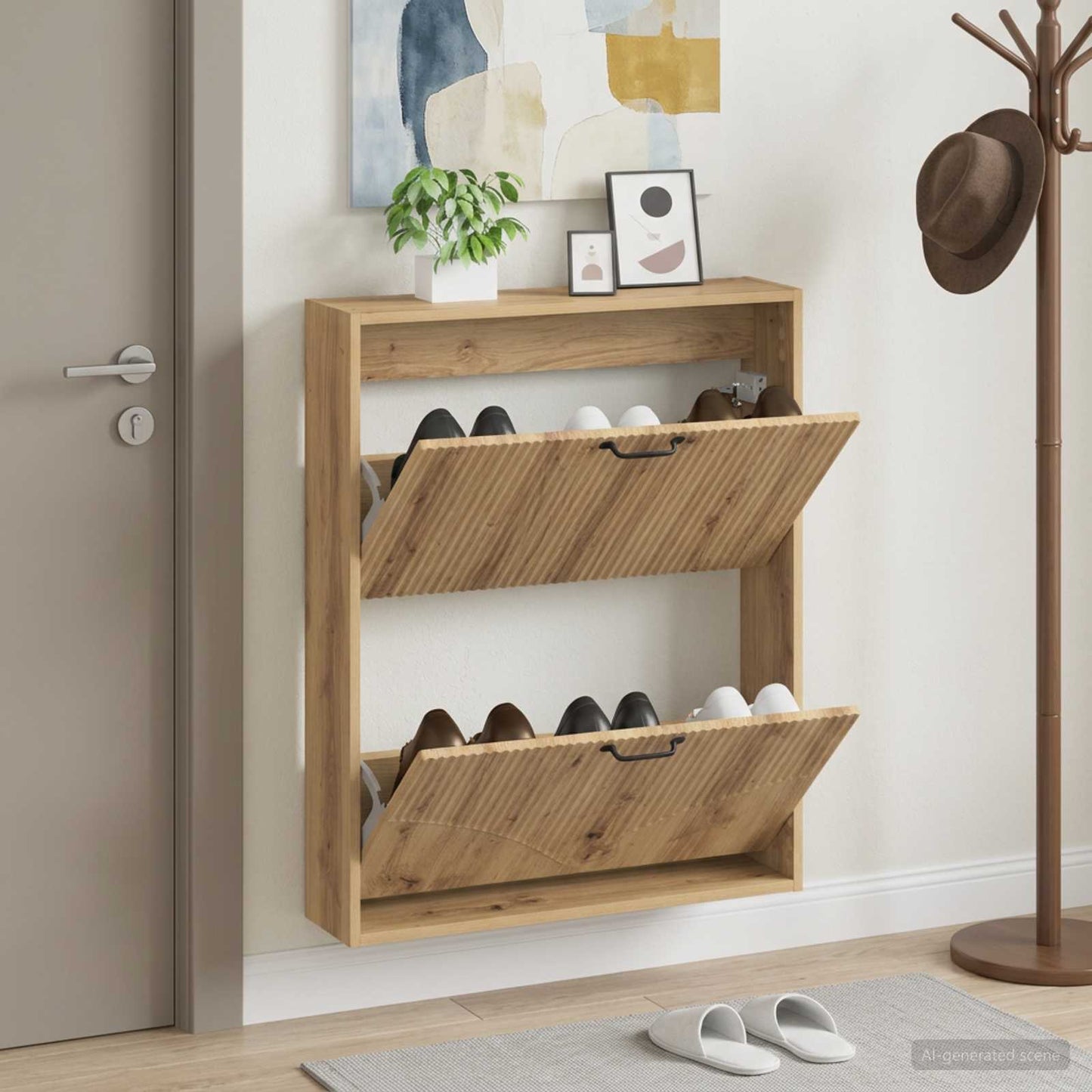 Wall-Mounted Shoe Cabinet HOORN 71 x 17 x 86 cm Engineered Wood