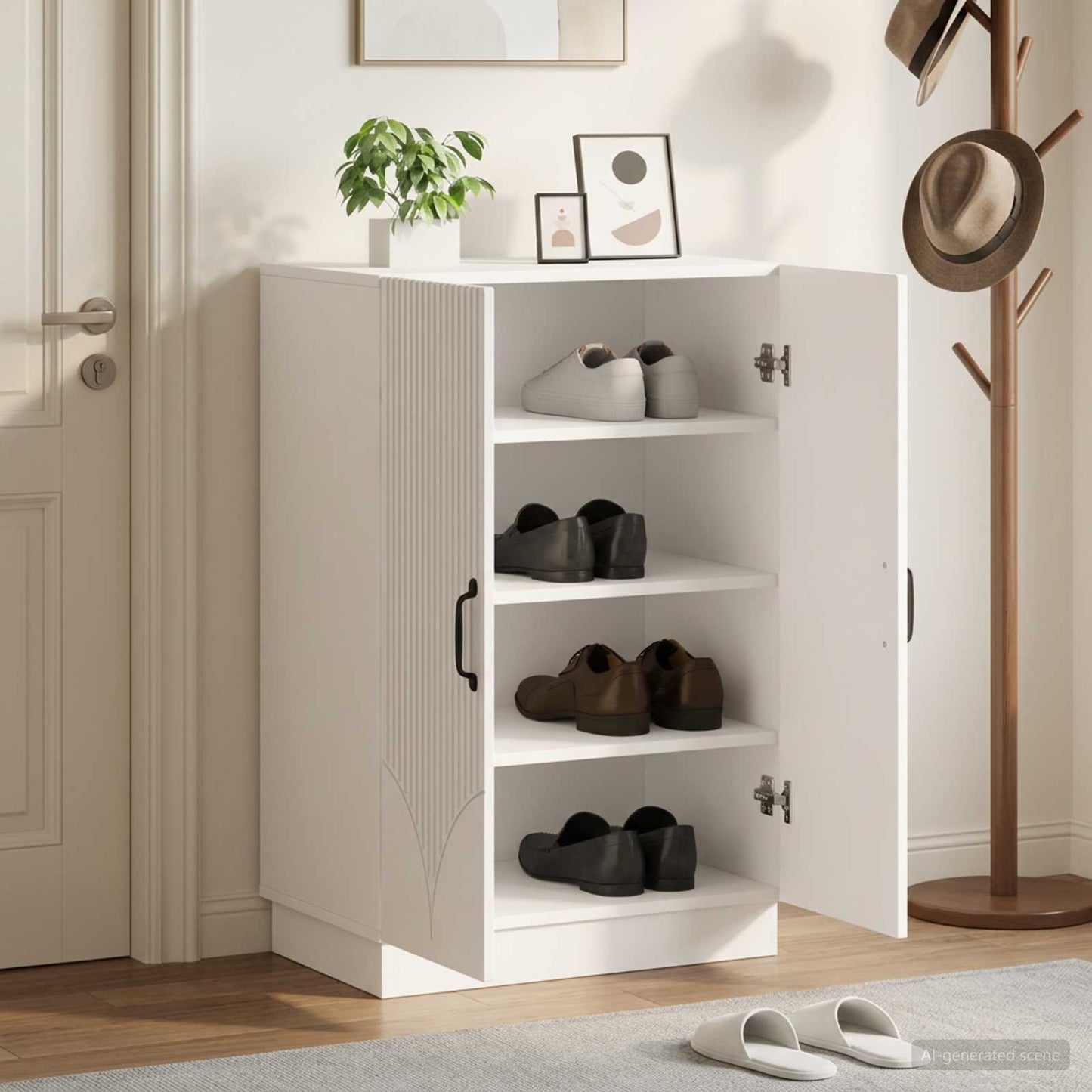 Shoe Cabinet HOORN 59.5 x 39.5 x 87 cm Engineered Wood White