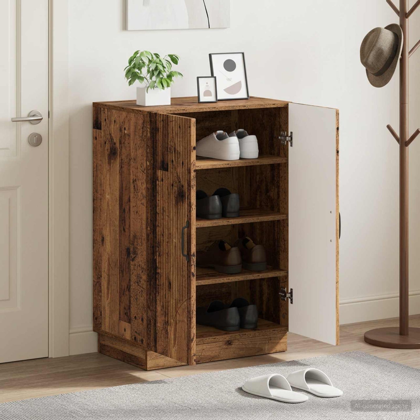 Shoe Cabinet HOORN 59.5 x 39.5 x 87 cm Engineered Wood Old Wood