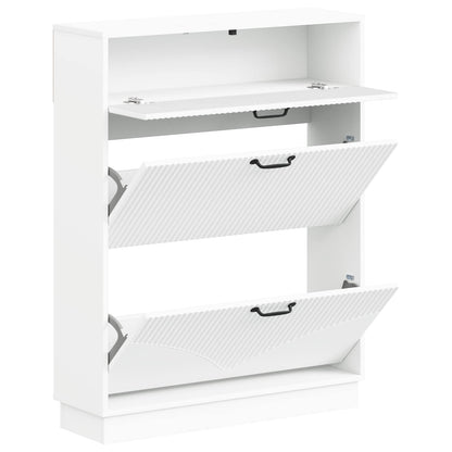 Shoe Cabinet HOORN 78 x 24 x 100 cm Engineered Wood White