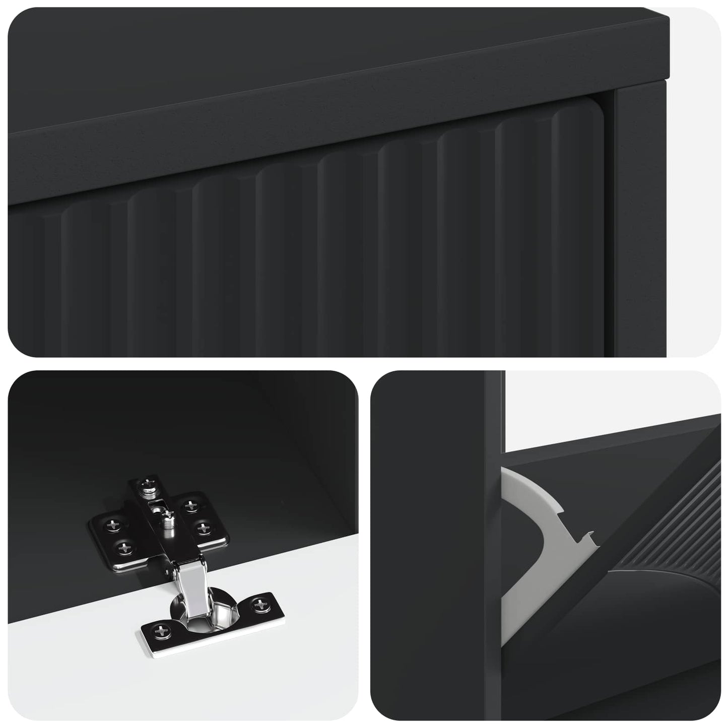 Shoe Cabinet HOORN 78 x 24 x 100 cm Engineered Wood Black