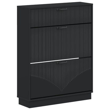 Shoe Cabinet HOORN 78 x 24 x 100 cm Engineered Wood Black