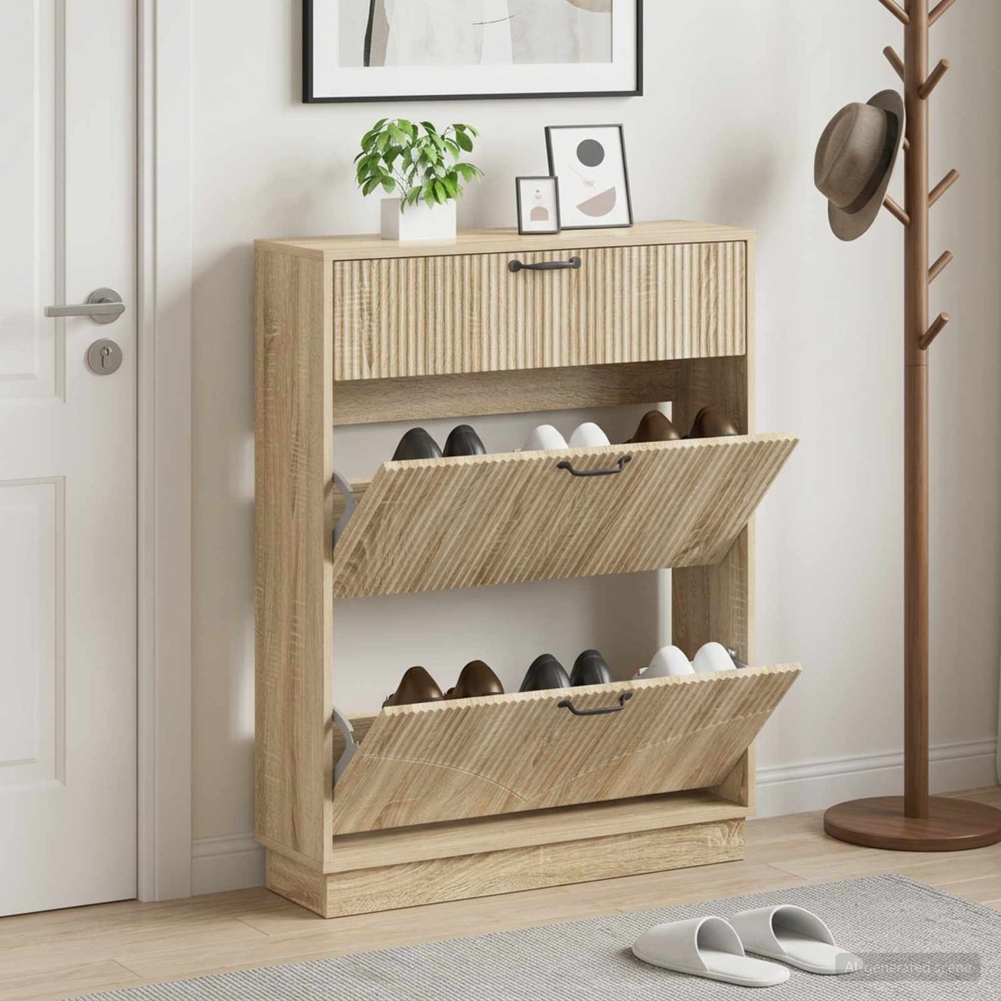 Shoe Cabinet HOORN 78 x 24 x 100 cm Engineered Wood Sonoma Oak