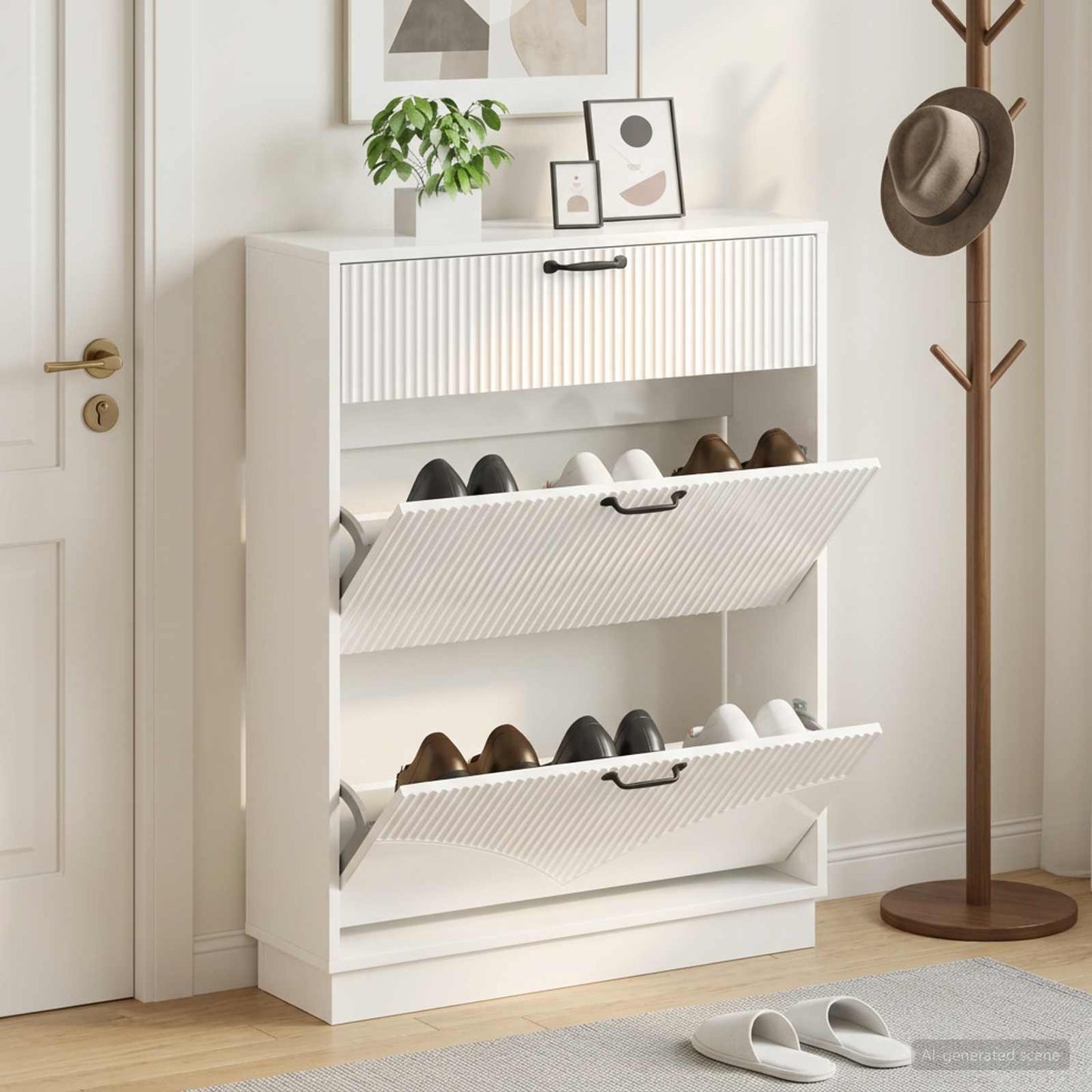 Shoe Cabinet HOORN 78 x 24 x 100 cm Engineered Wood