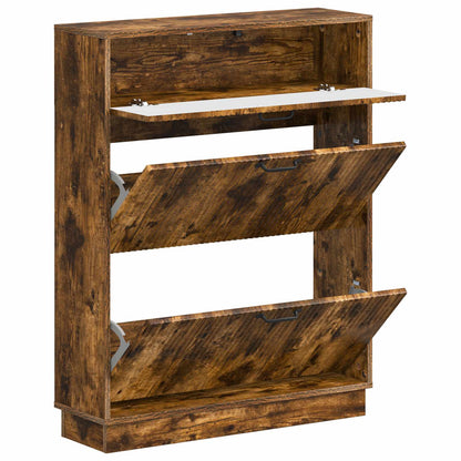 Shoe Cabinet HOORN 78 x 24 x 100 cm Engineered Wood Smoked Oak