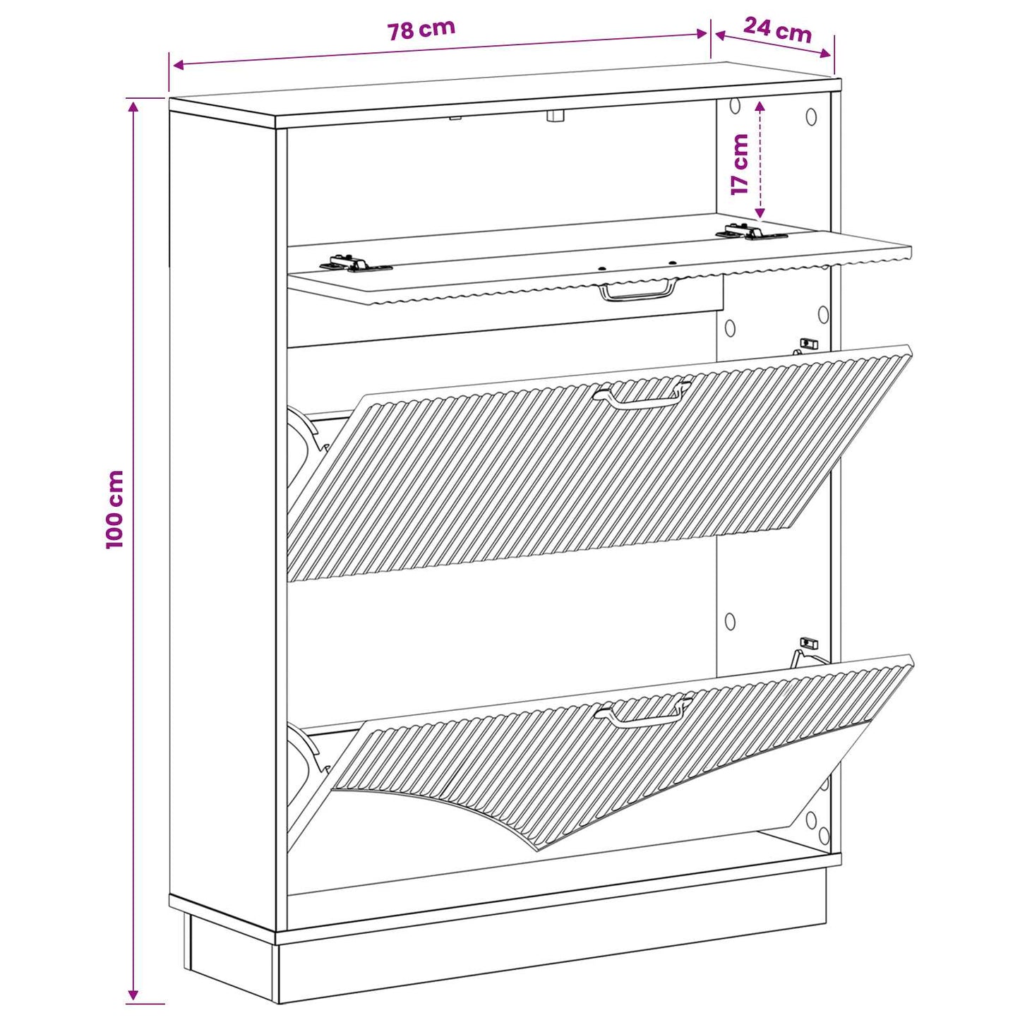Shoe Cabinet HOORN 78 x 24 x 100 cm Engineered Wood Smoked Oak