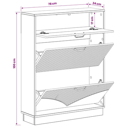 Shoe Cabinet HOORN 78 x 24 x 100 cm Engineered Wood Artisan Oak