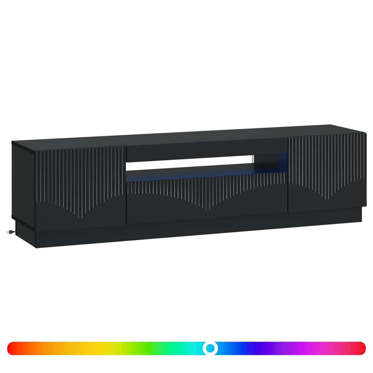 LED TV Cabinet Black Engineered Wood