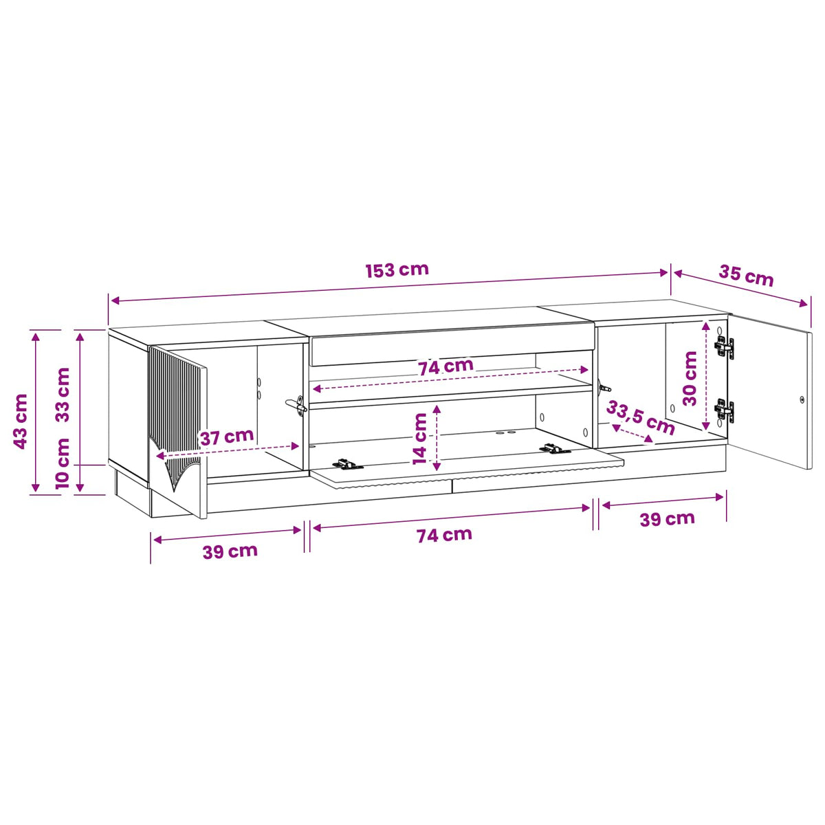 LED TV Cabinet High Gloss White Engineered Wood
